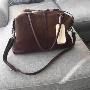 NWT Fredd & Basha Brown Leather Weekender Bag